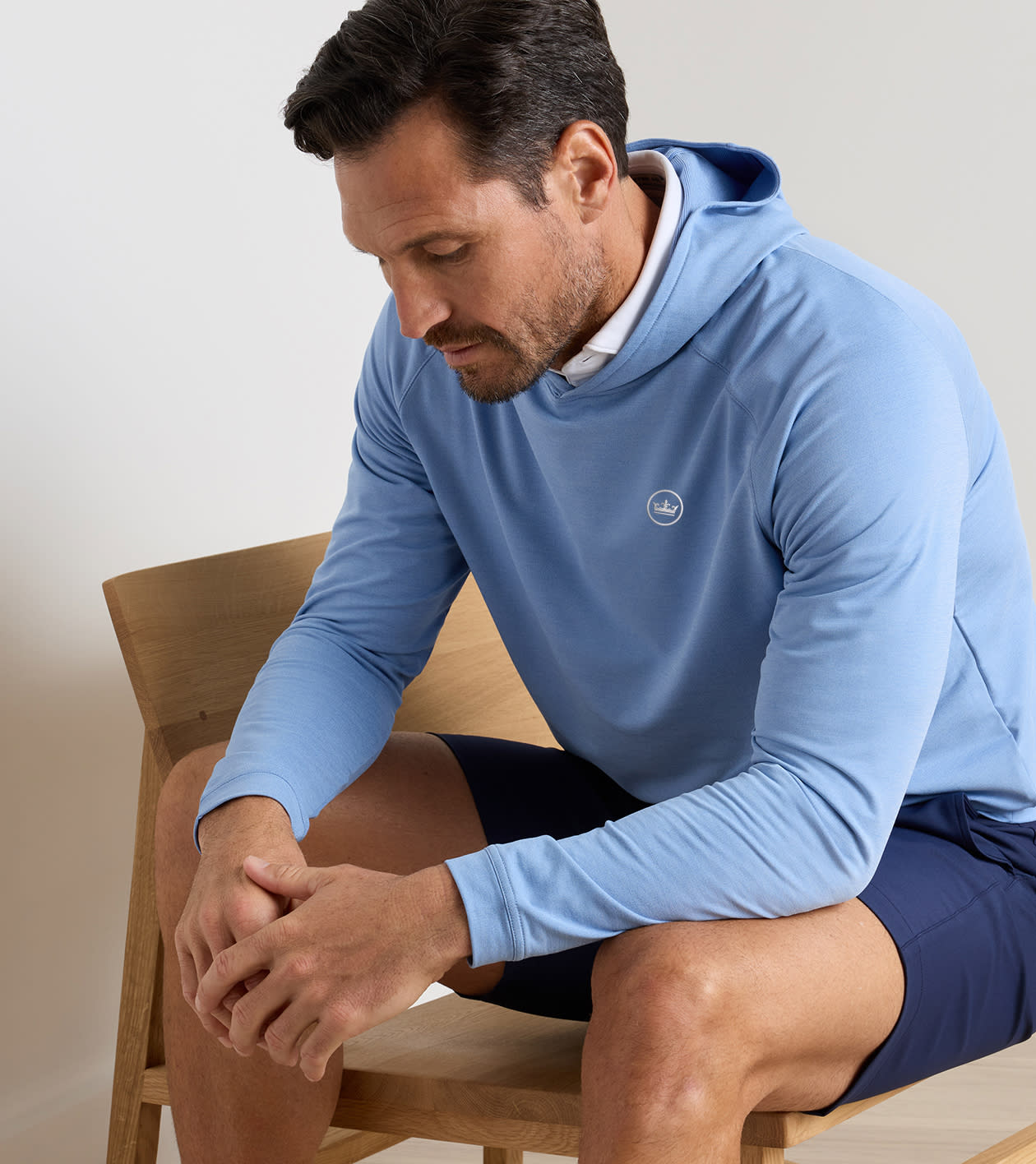 Crown Seal Pine Performance Hoodie in BLUEBIRD - Alternate Image 1