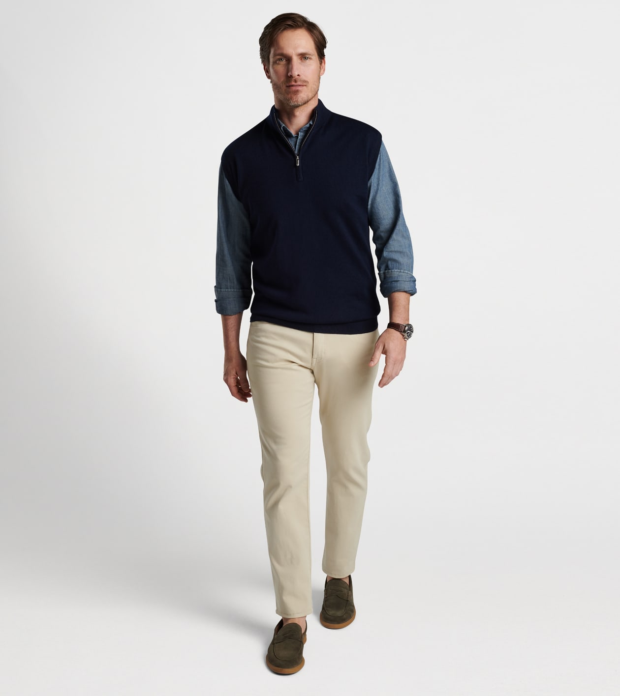 Autumn Crest Quarter-Zip Gilet in Navy - Alternate Image 1