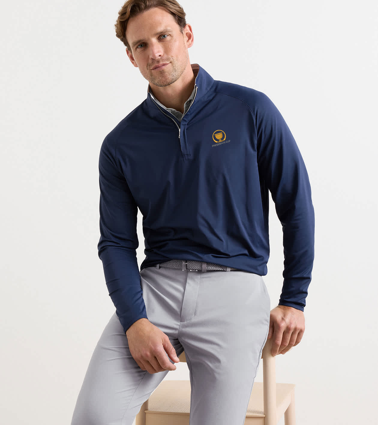 16th Presidents Cup Stealth Performance Quarter-Zip in Navy - Alternate Image 1