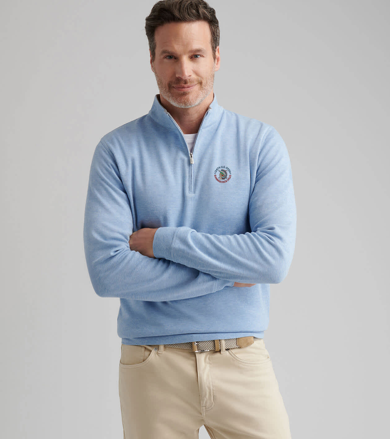 126th U.S. Open Crown Comfort Quarter-Zip Pullover in Cottage Blue - Alternate Image 1