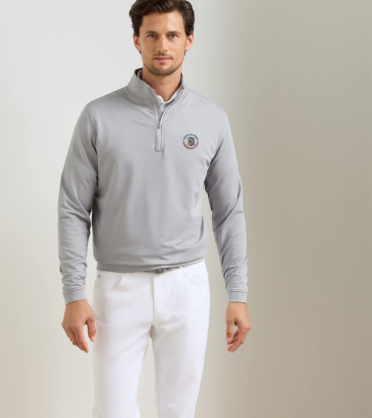 126th U.S. Open Perth M&eacute;lange Performance Quarter-Zip in Gale Grey - Alternate Image 1