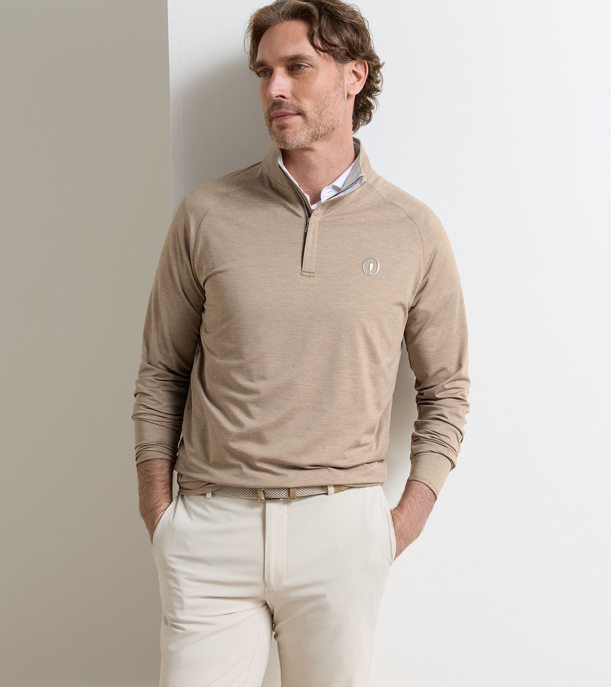 The Open Stealth Performance Quarter-Zip in BISCOTTI - Alternate Image 1
