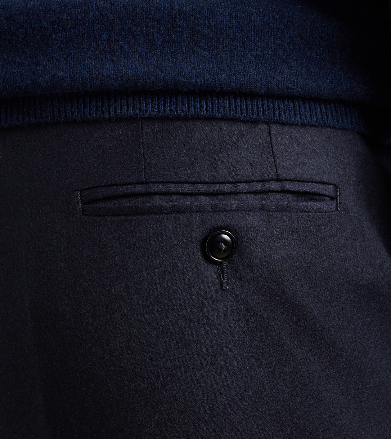 Byron Cashmere-Merino Flat Front Trouser in Navy - Alternate Image 3