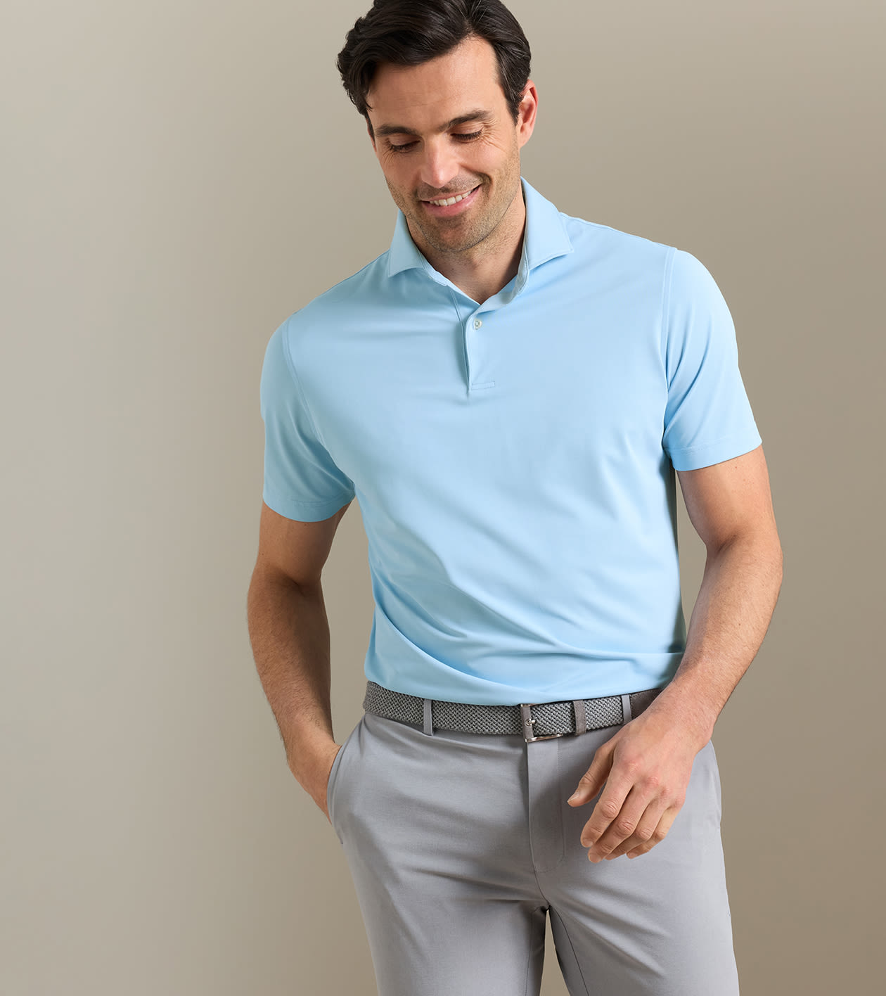Soul Performance Mesh Polo in Blue Frost - Alternate Image 1