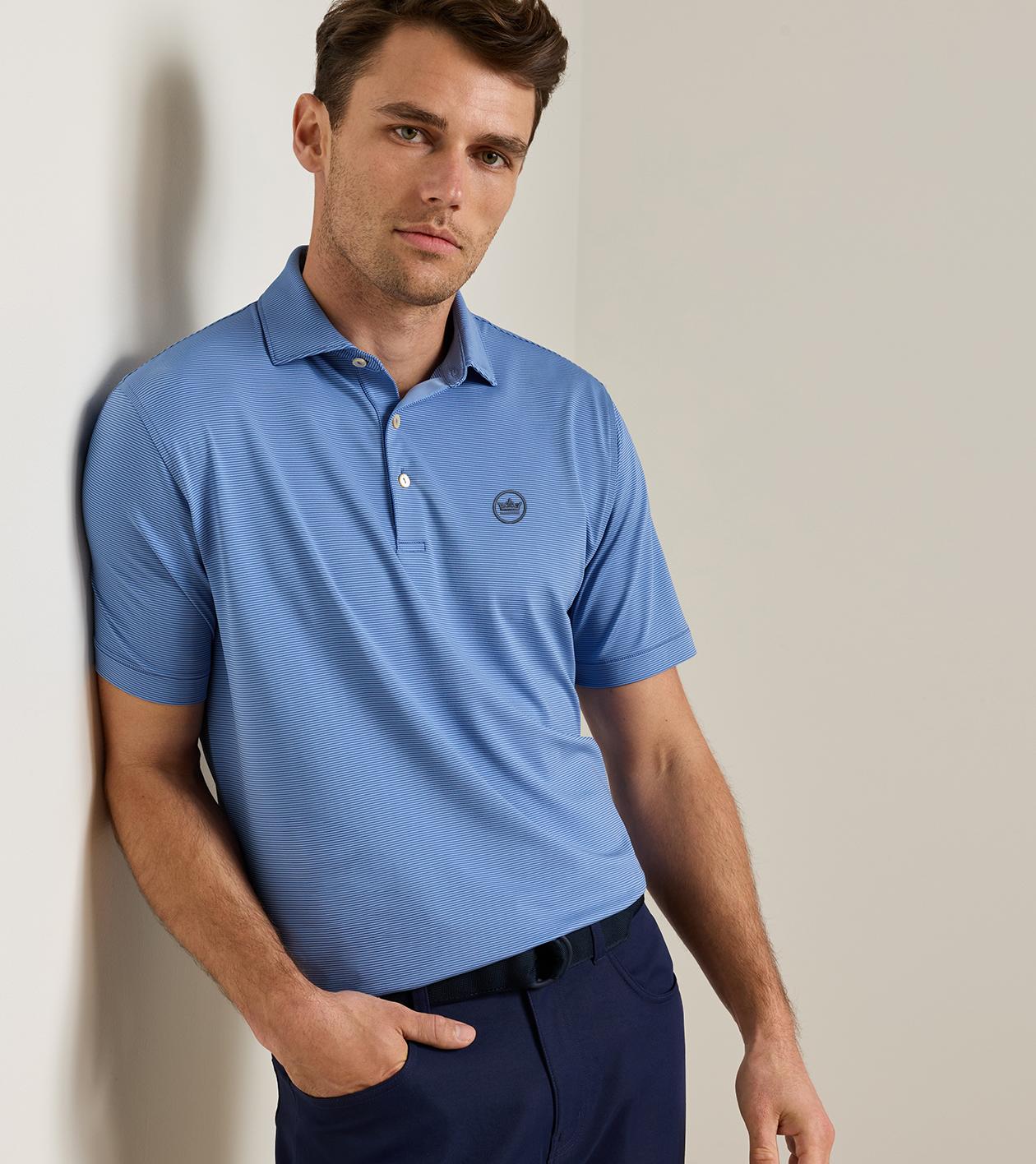 Crown Seal Logo Jubilee Performance Jersey Polo in BALI BLUE / ESTATE BLUE - Alternate Image 1