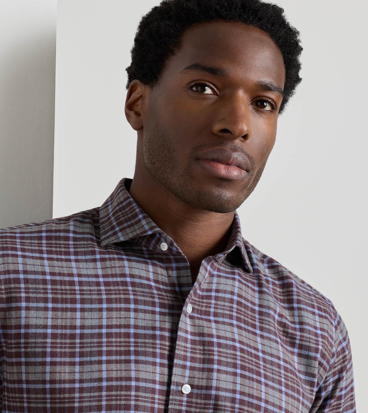 Cuneo Italian Flannel Sport Shirt in Argento - Alternate Image 3