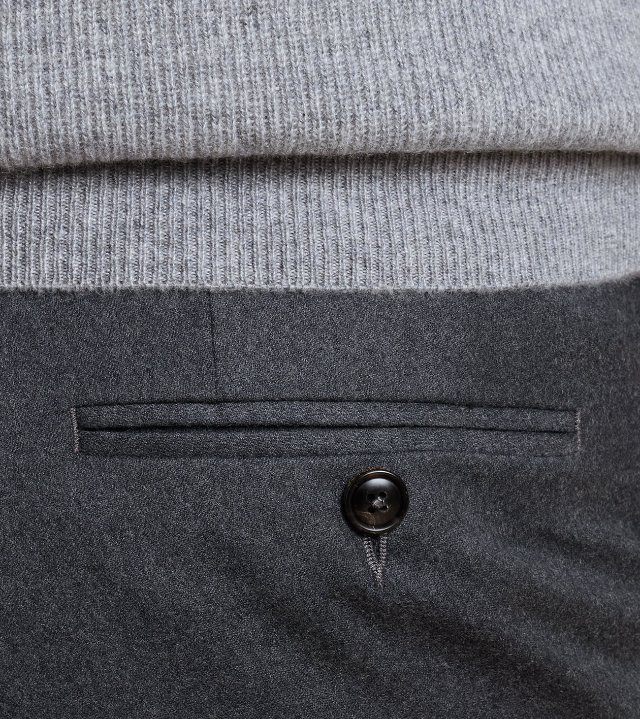 Byron Cashmere-Merino Flat Front Trouser in Charcoal - Alternate Image 3