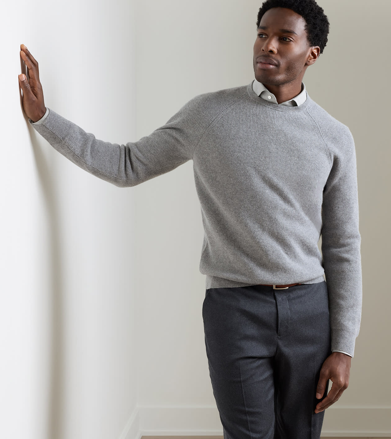 First Fleece Cashmere Crewneck Sweater in Gale Grey - Alternate Image 1