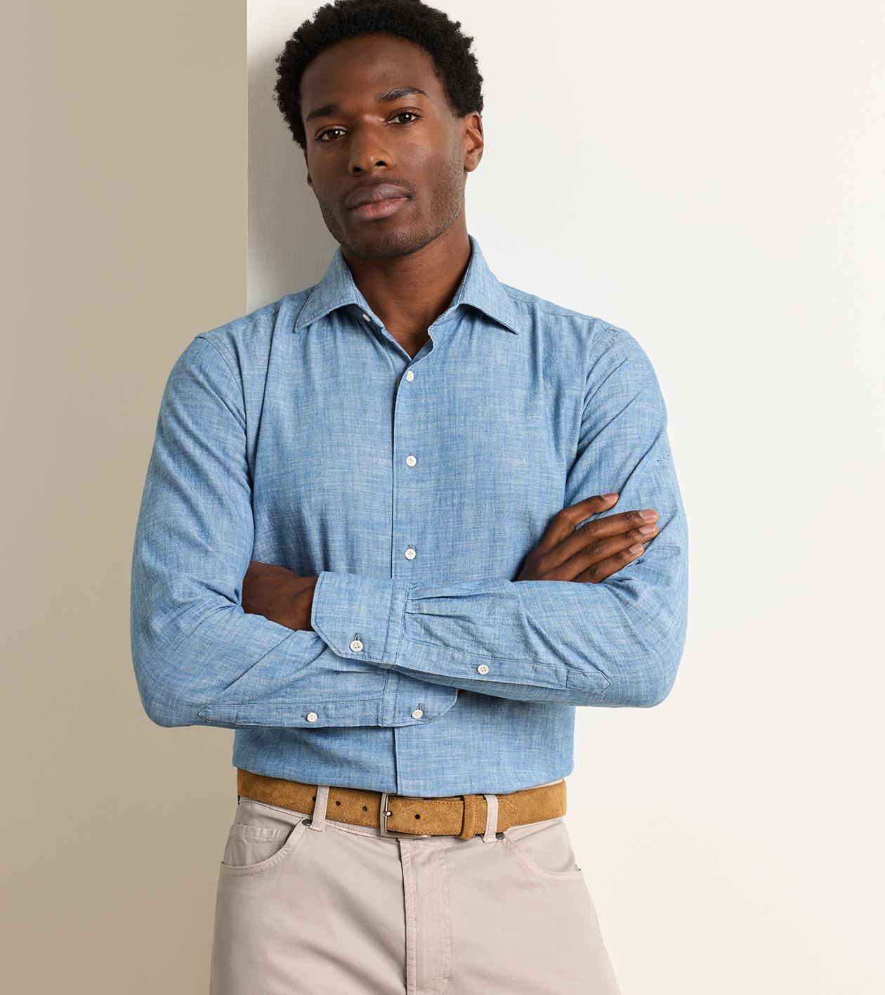 Japanese Selvedge Shirt in Light Chambray - Alternate Image 1