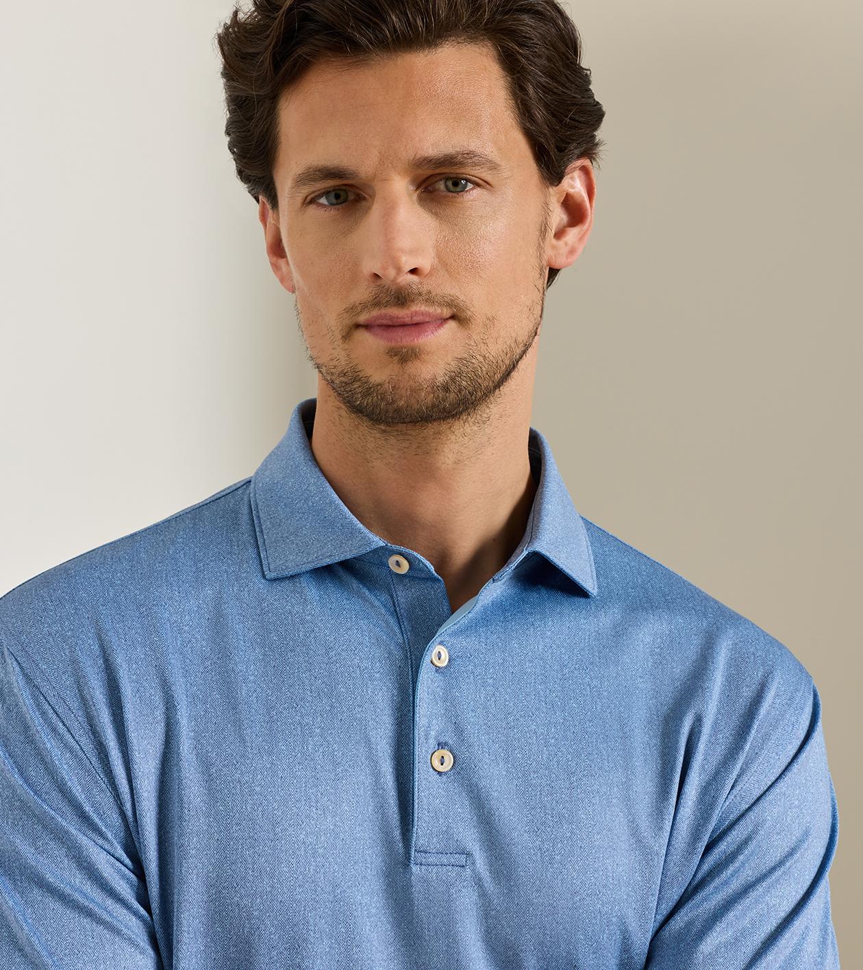 Herringbone Performance Jersey Polo in BALI BLUE - Alternate Image 4