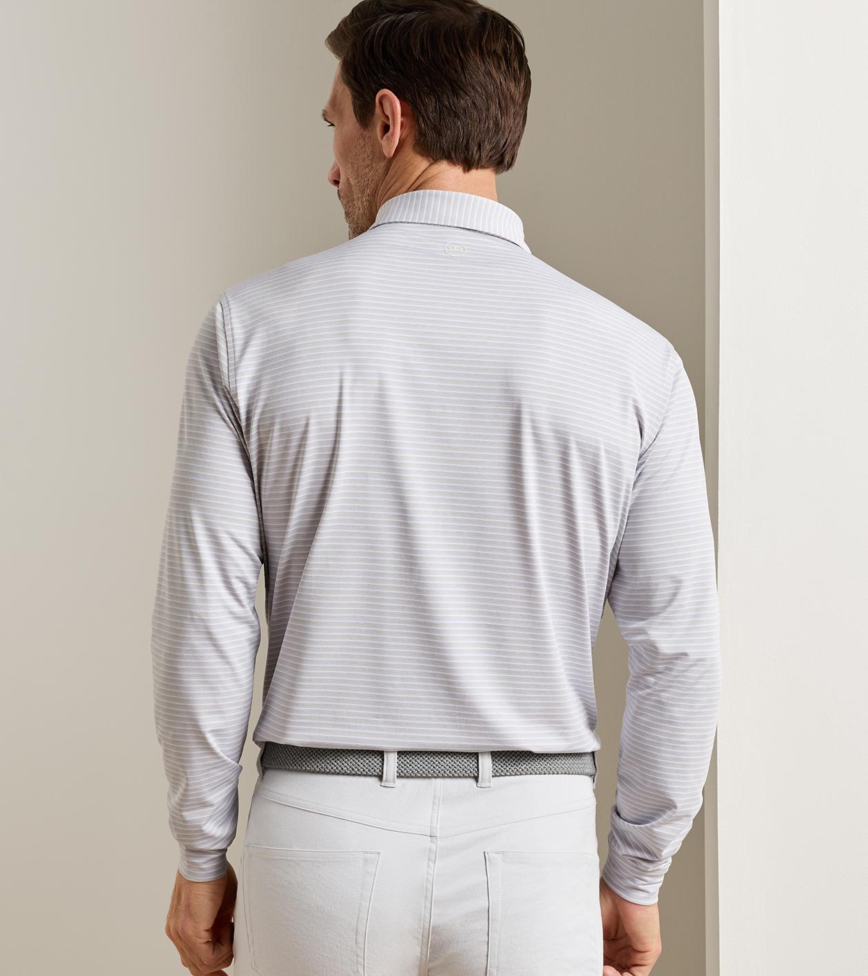 Merion Long-Sleeve Performance Jersey Polo in British Grey - Alternate Image 2