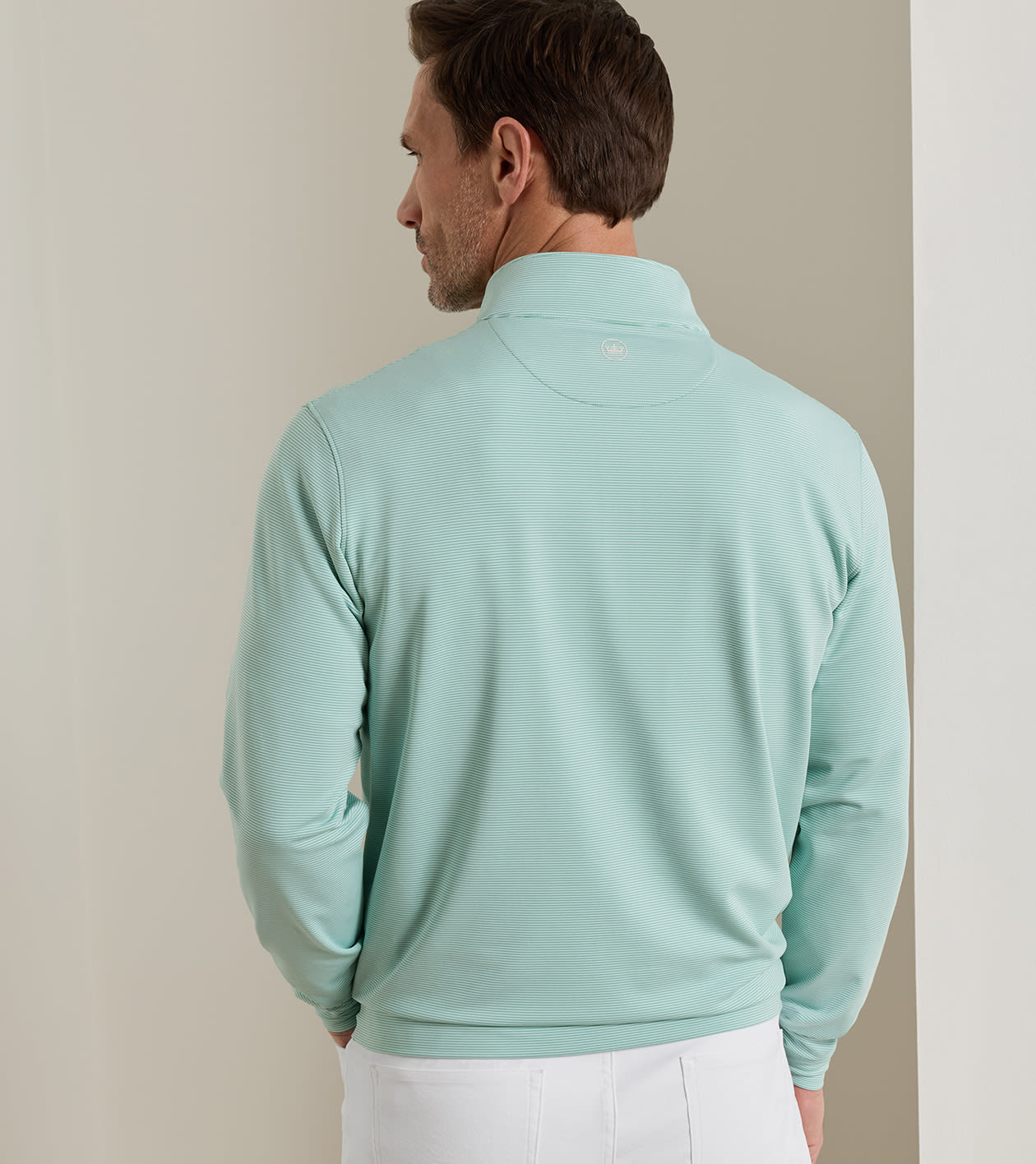 Perth Sugar Stripe Performance Quarter-Zip in FRESH MINT - Alternate Image 2
