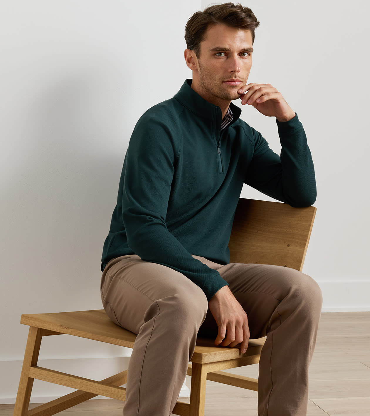 Cradle Piqu&eacute; Performance Quarter-Zip in PINE BROOK - Alternate Image 1