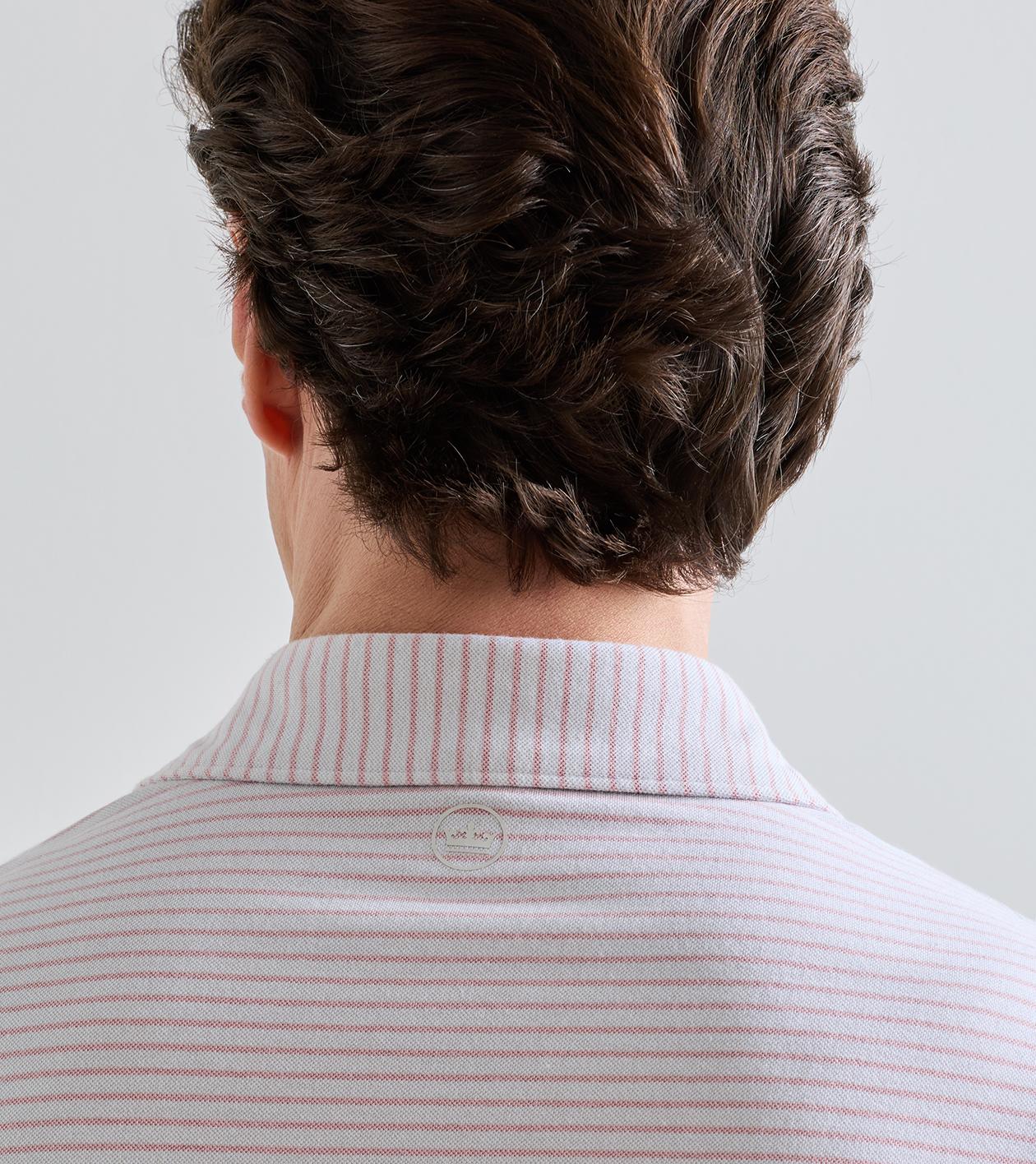 Albatross Stripe Cotton-Blend Piqu&eacute; Polo in GREY MIST - Alternate Image 3