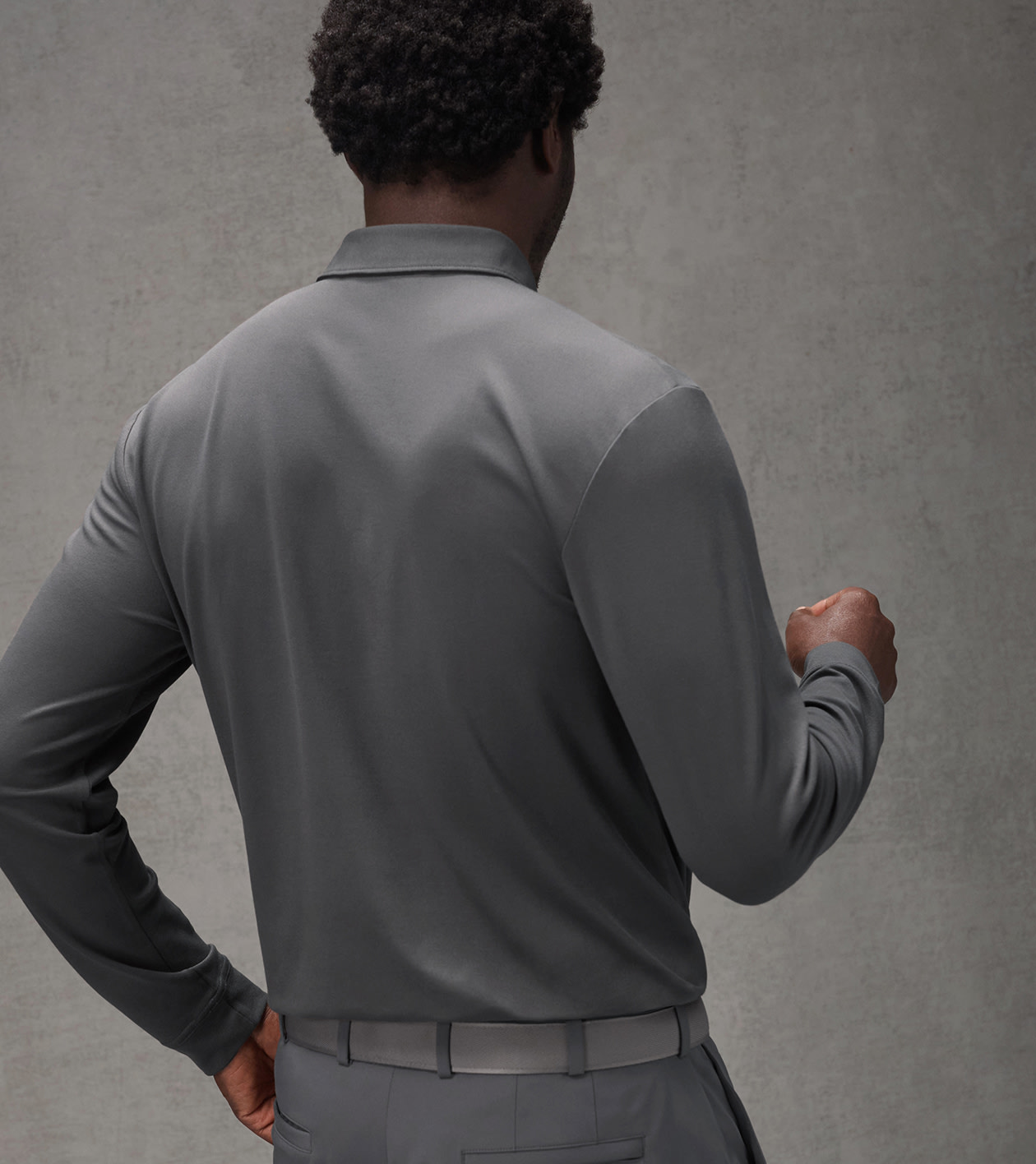 Pursuit Long-Sleeve Piqu&eacute; Polo in CITYSCAPE - Alternate Image 2