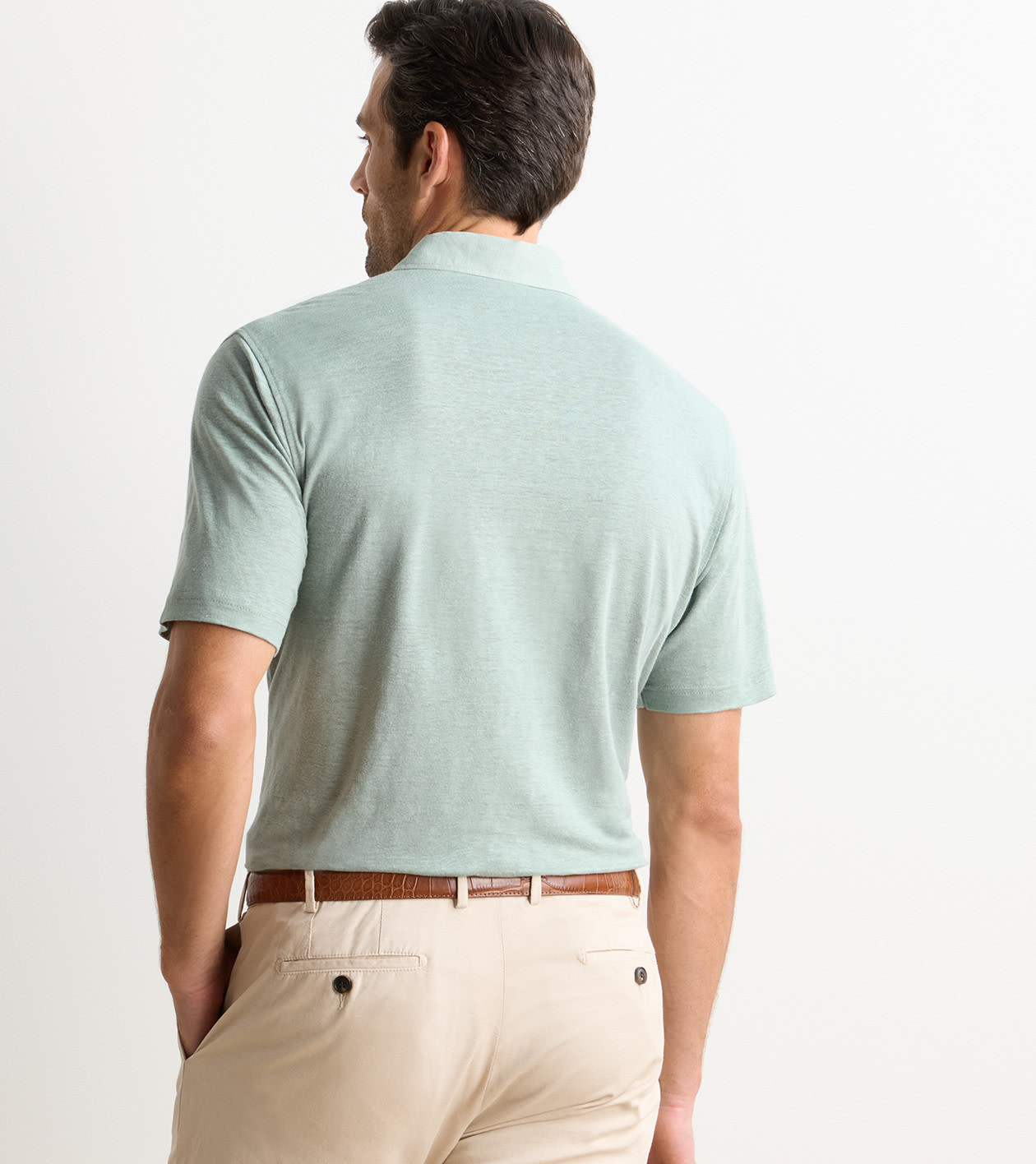 Astino Linen Polo in Willow - Alternate Image 2