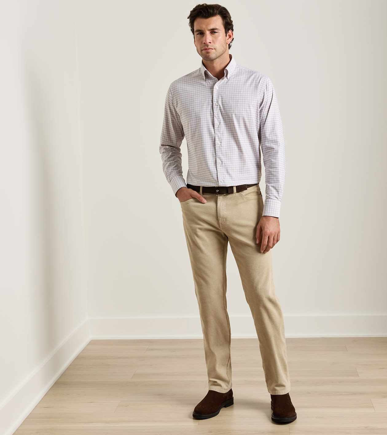 Classic Comfort Corduroy Five Pocket Pant in Stone - Alternate Image 1