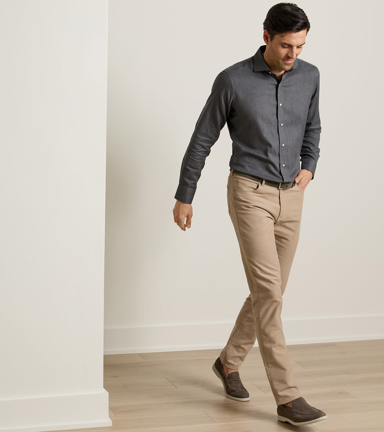 Manor Moleskin Five-Pocket Pant in Khaki - Alternate Image 1
