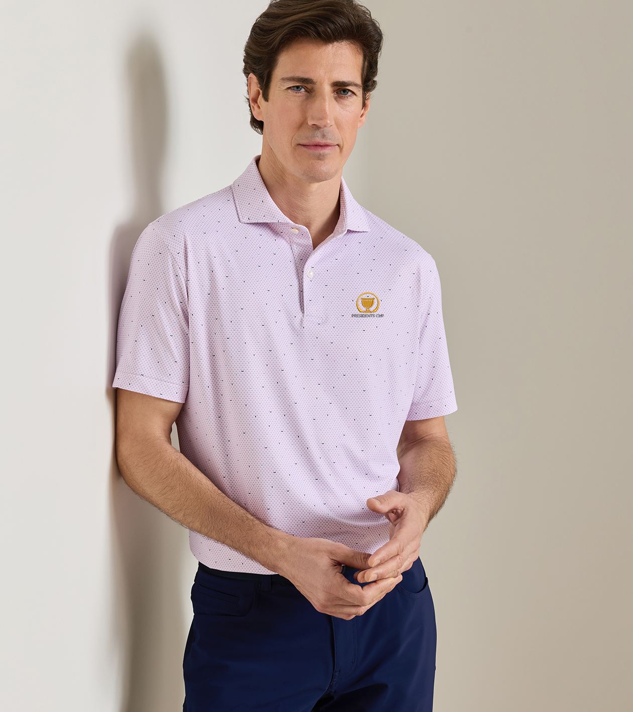 16th President's Cup Endives Performance Jersey Polo in WHITE / SOFT ORCHID - Alternate Image 1