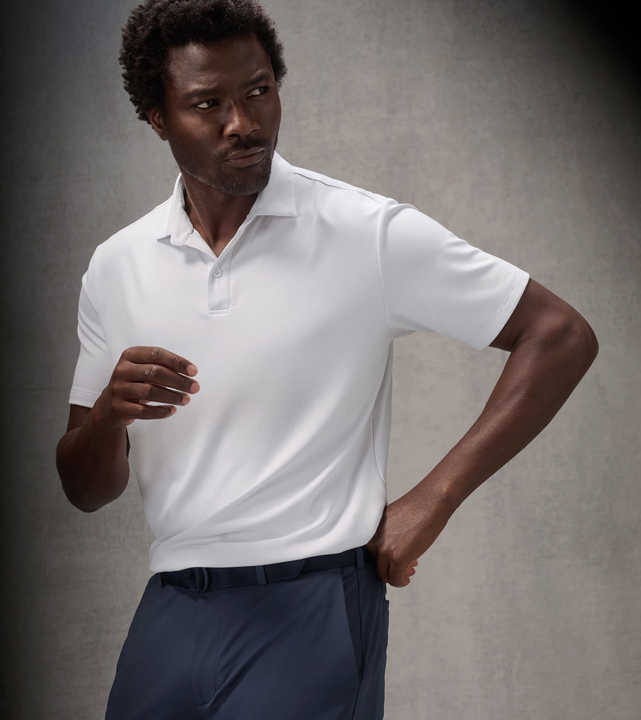 Pursuit Short-Sleeve Piqu&eacute; Polo in White - Alternate Image 1