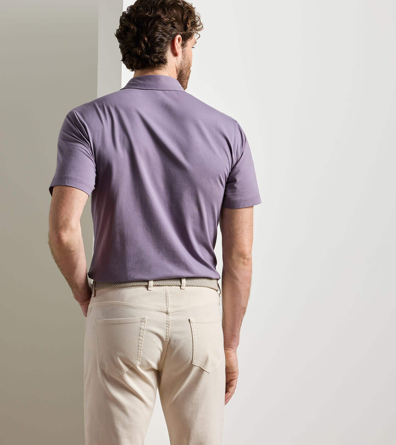 Crown Flex Cotton Short-Sleeve Polo in PURPLE FIG - Alternate Image 2