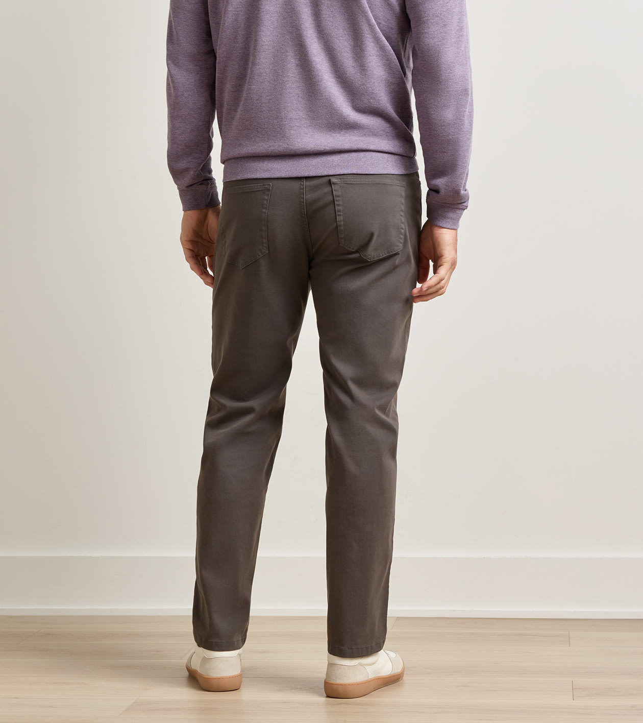 Signature Sateen Five-Pocket Trouser in Charcoal - Alternate Image 2