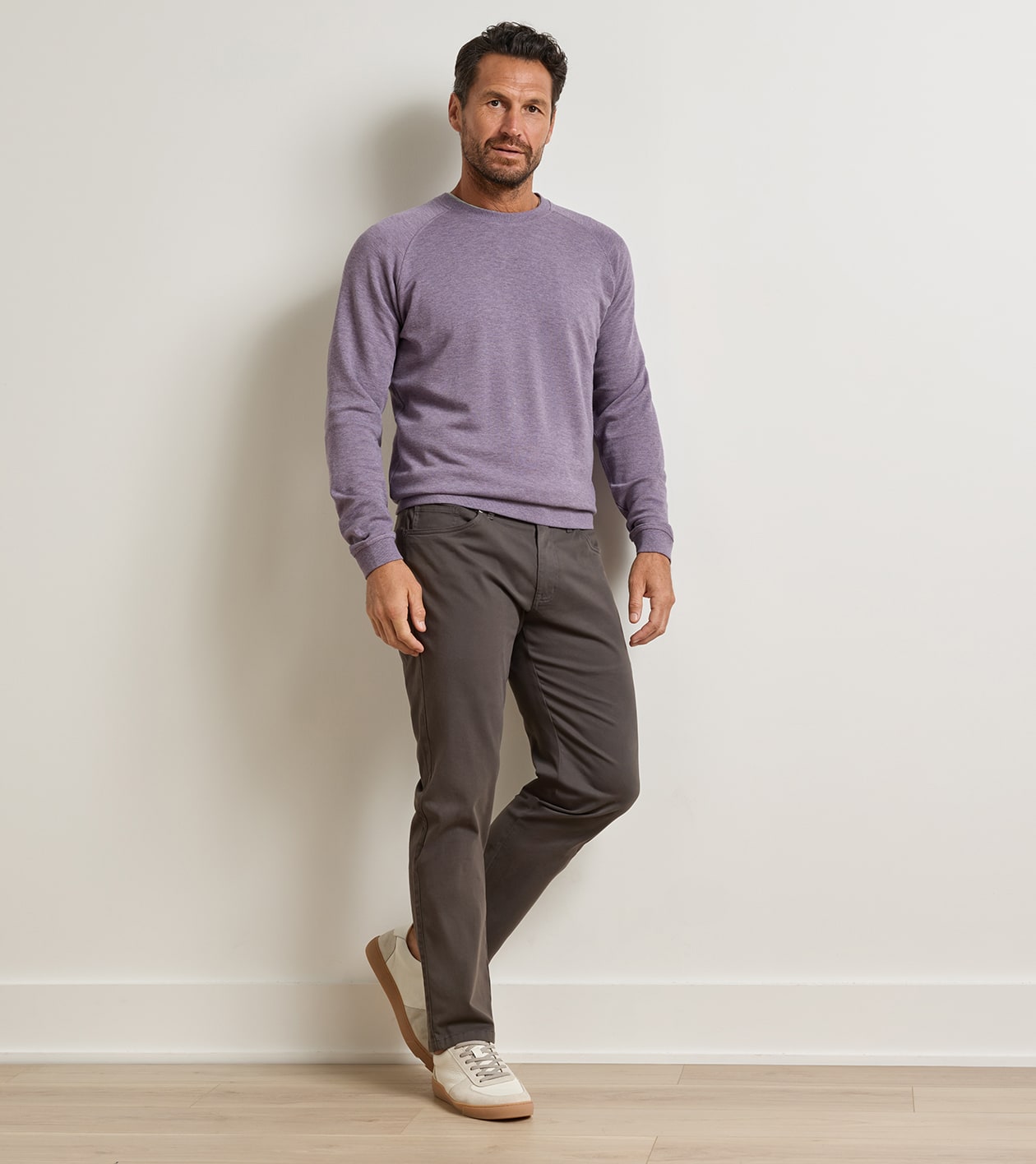 Signature Sateen Five-Pocket Trouser in Charcoal - Alternate Image 1