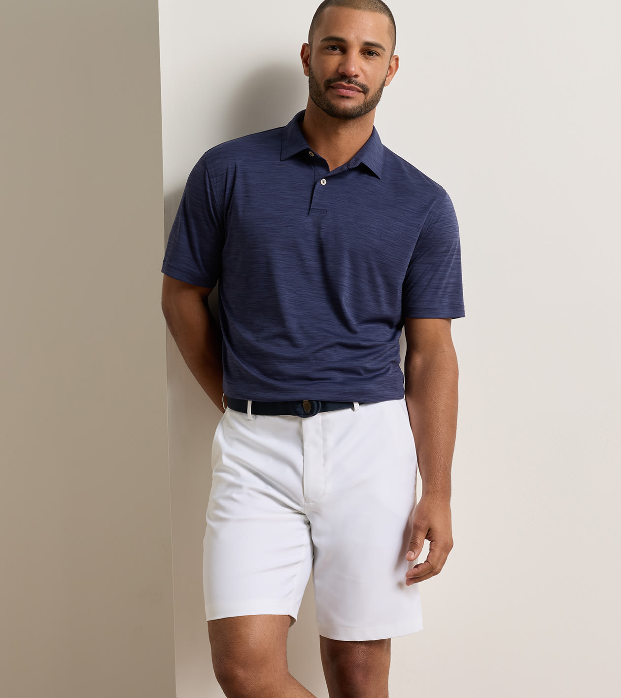Featherweight M&eacute;lange Performance Polo in Navy - Alternate Image 1