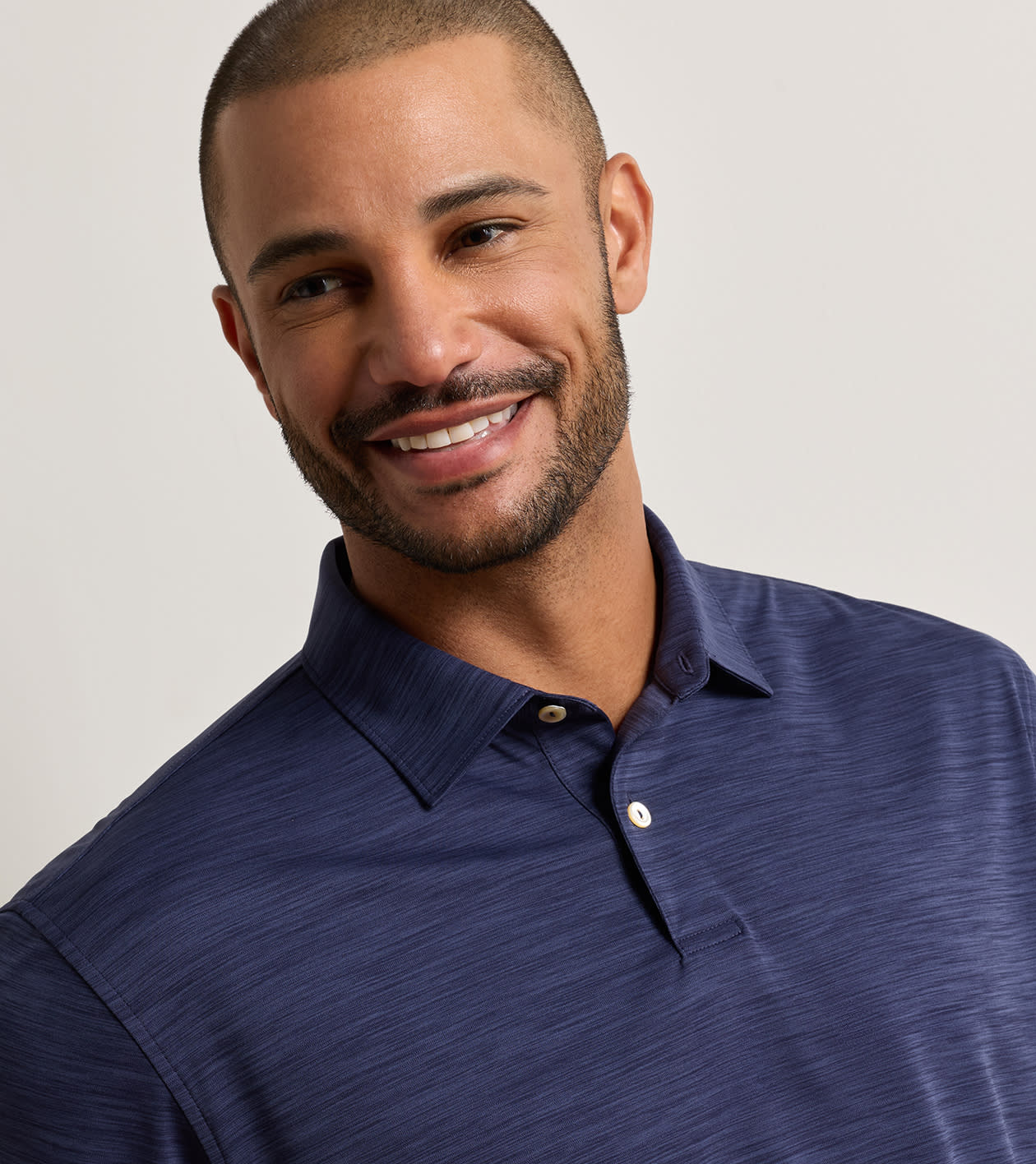 Featherweight M&eacute;lange Performance Polo in Navy - Alternate Image 3