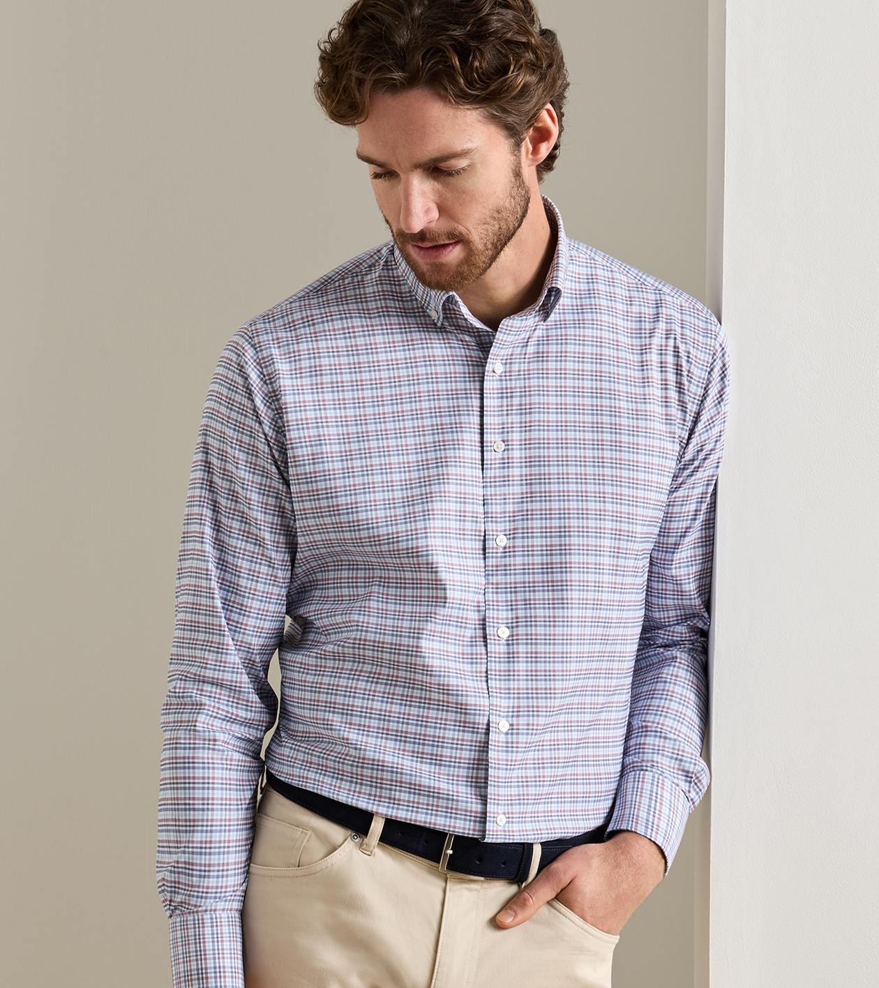 Wayne Performance Twill Sport Shirt in BLUE FREESIA - Alternate Image 1