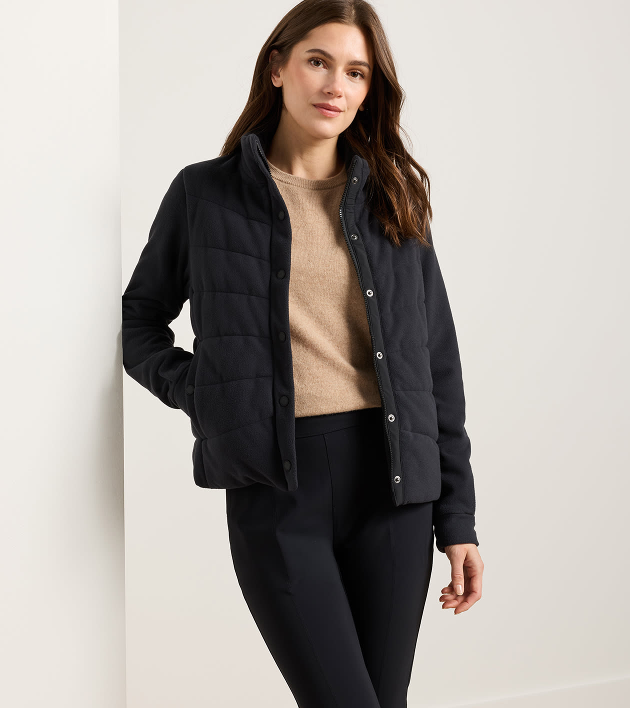 M&eacute;ribel Insulated Fleece Jacket in Black - Alternate Image 1