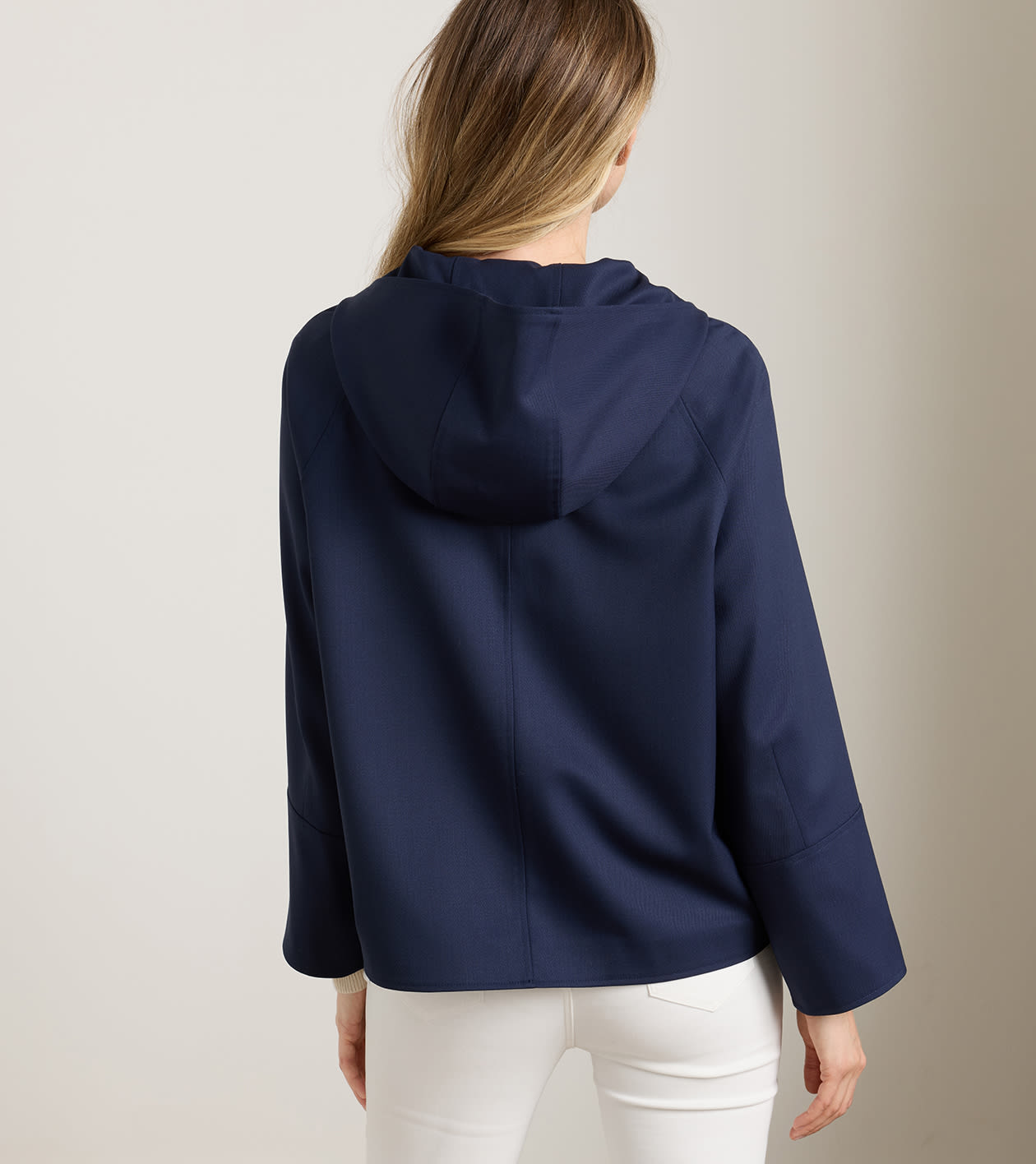 Brigitte Short Trench with Hood in Dark Navy - Alternate Image 2