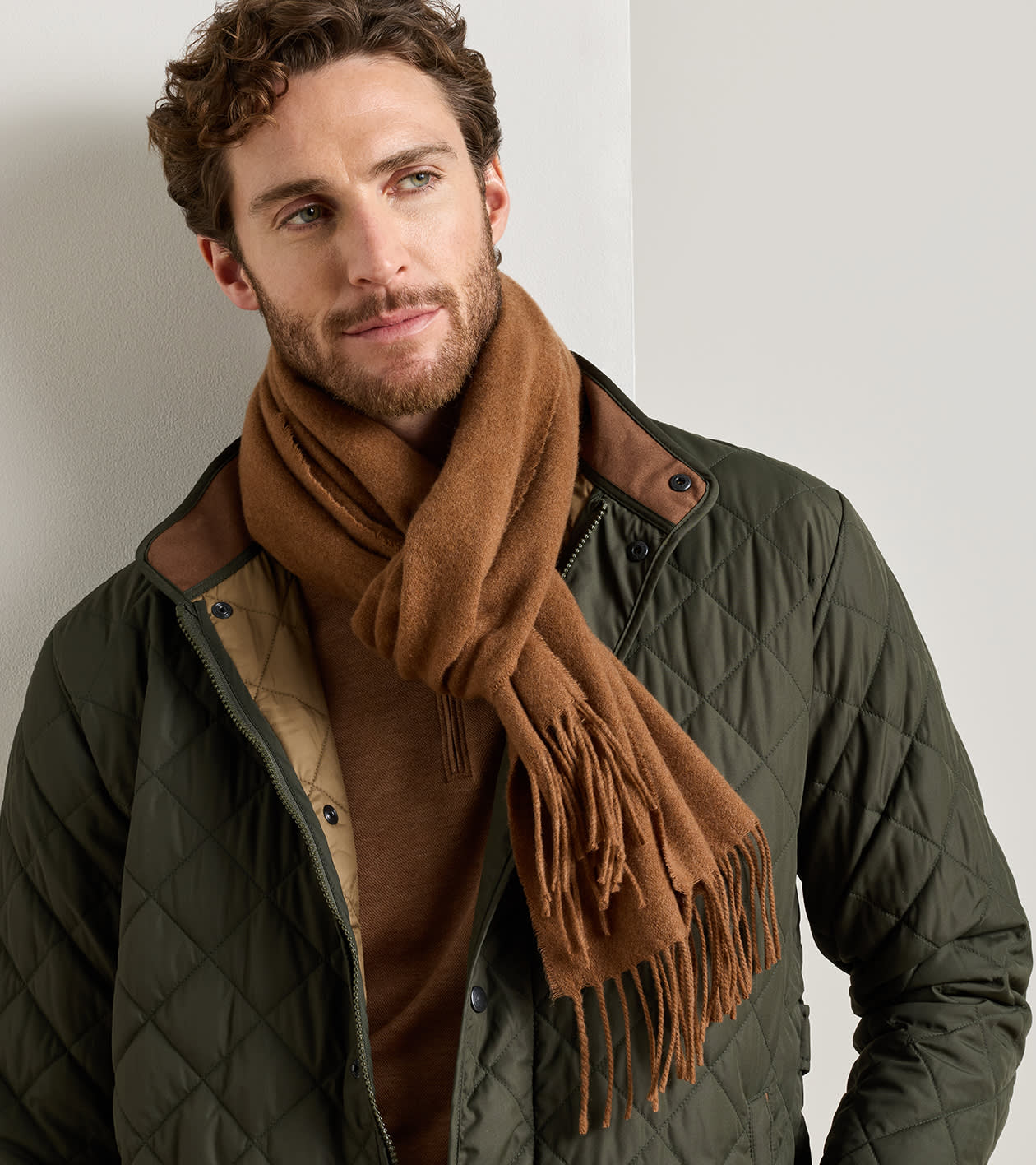 Cashmere Woven Scarf in RUSTIC BROWN - Alternate Image 1
