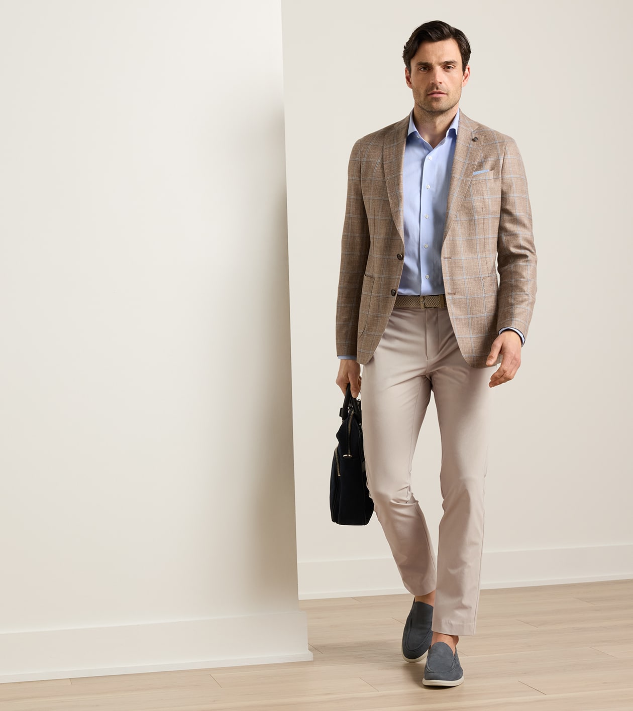 Bowen Windowpane Soft Jacket in NUTMEG - Alternate Image 1