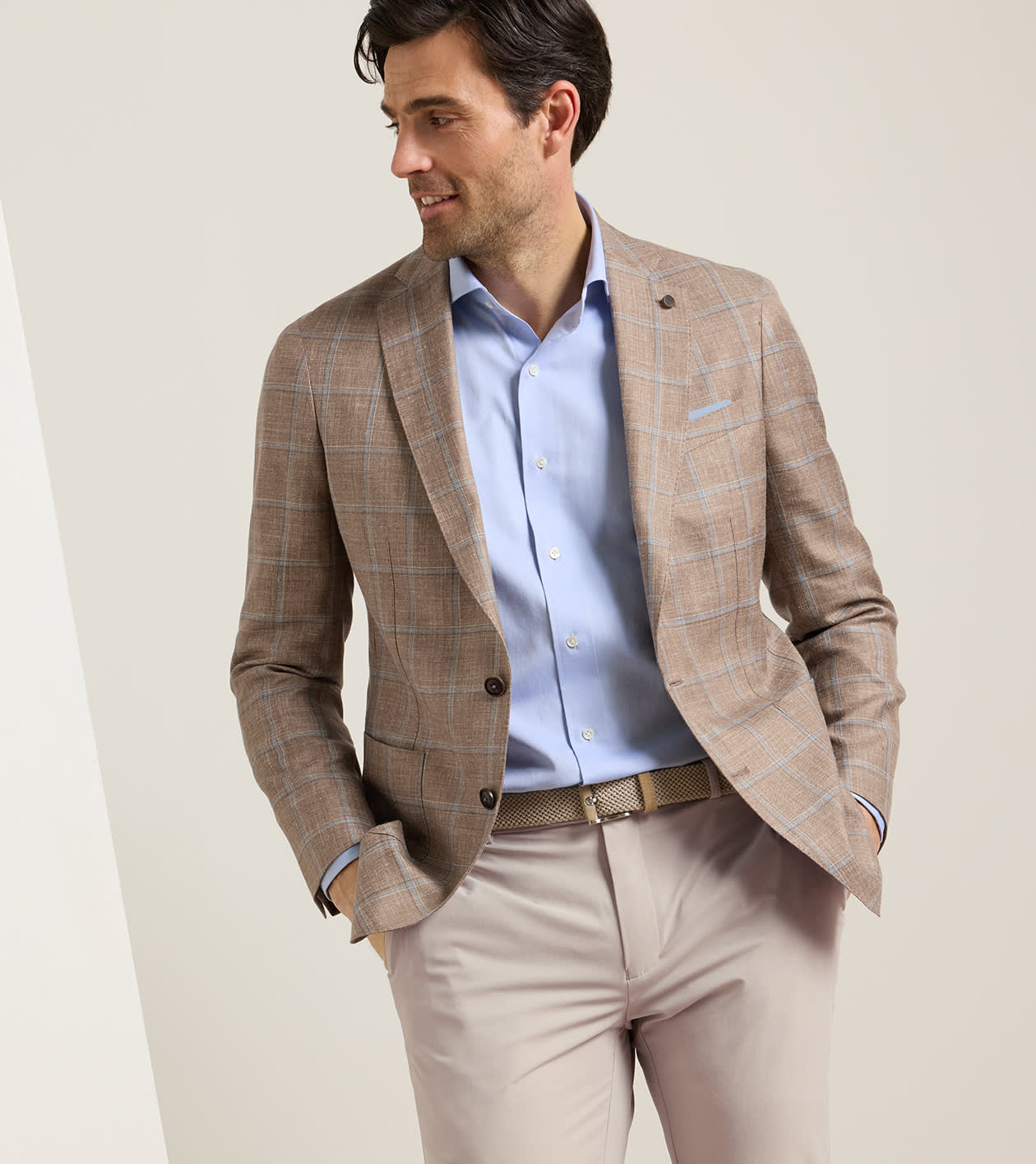 Bowen Windowpane Soft Jacket in NUTMEG - Alternate Image 4