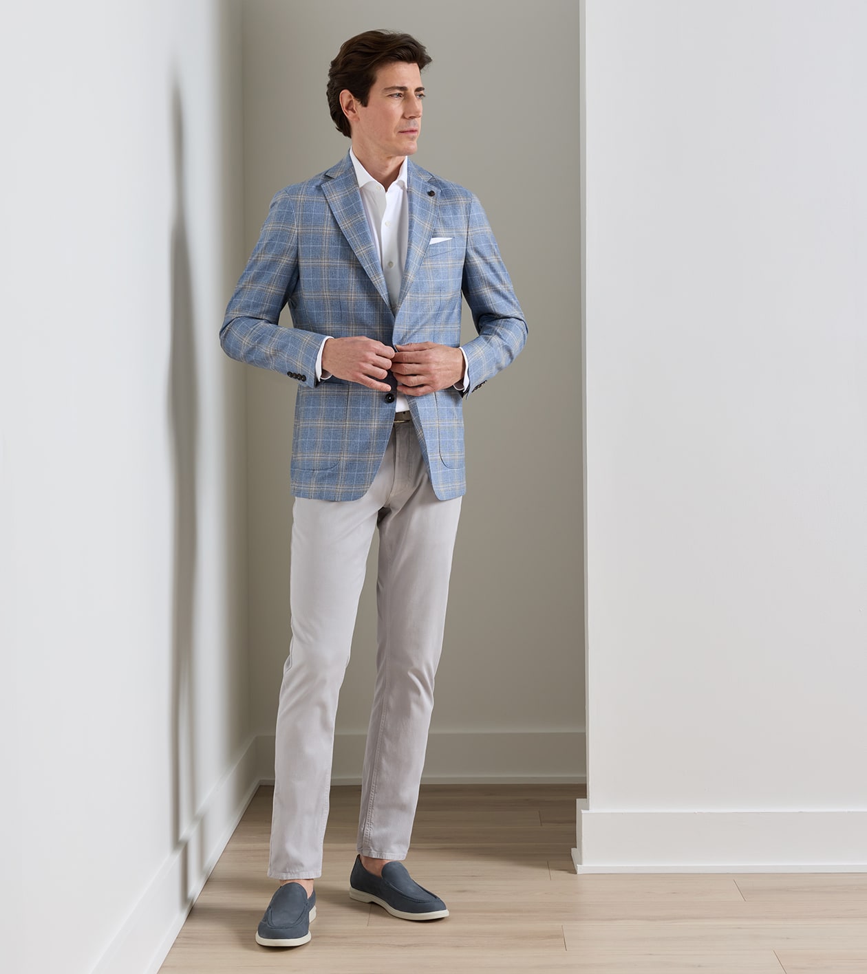 Joules Plaid Soft Jacket in WHITEHAVEN BLUE - Alternate Image 1