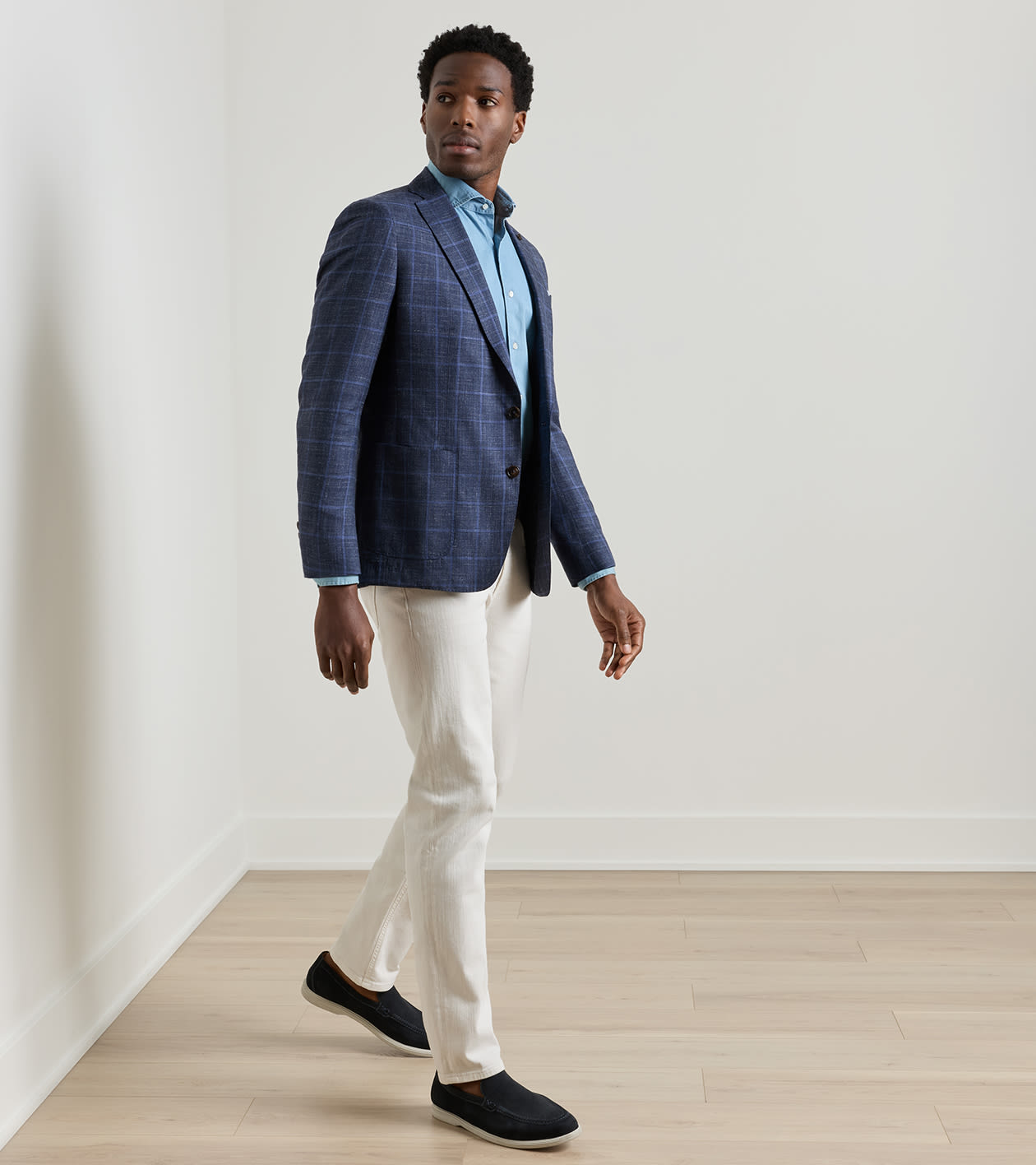 Bradford Windowpane Soft Jacket in Navy - Alternate Image 1