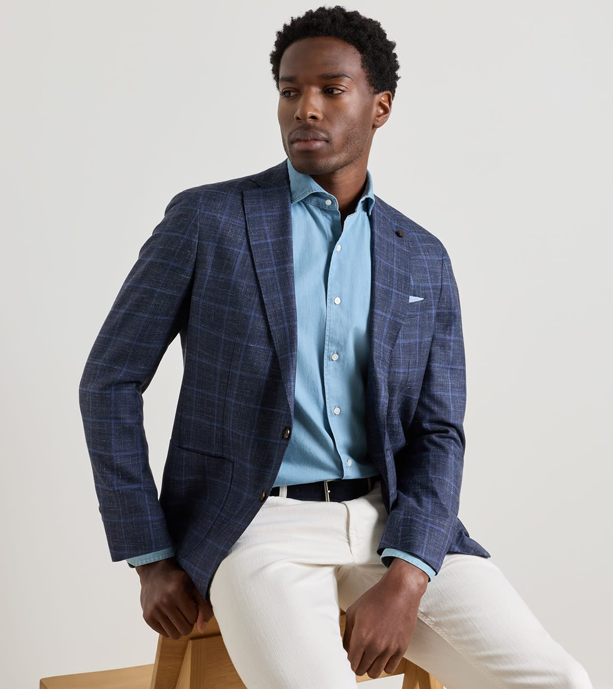Bradford Windowpane Soft Jacket in Navy - Alternate Image 4