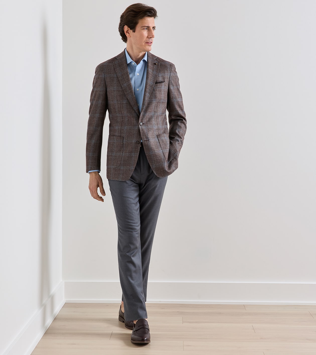 Arden Windowpane Blazer in ASH BROWN - Alternate Image 1
