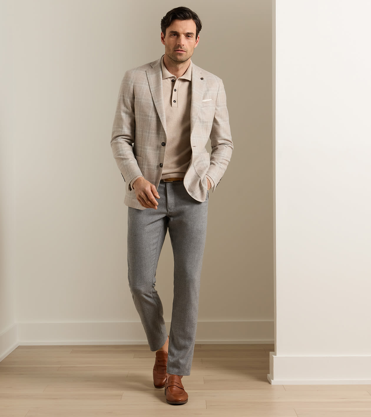 Bailey Plaid Blazer in Taupe - Alternate Image 1