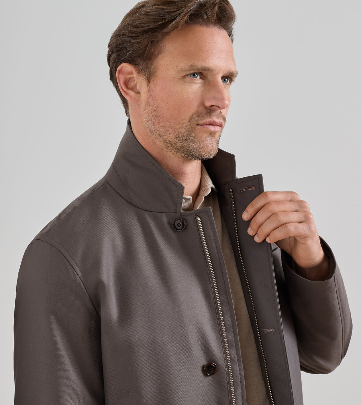 Odyssey Twill Zip Blazer in ASH BROWN - Alternate Image 4