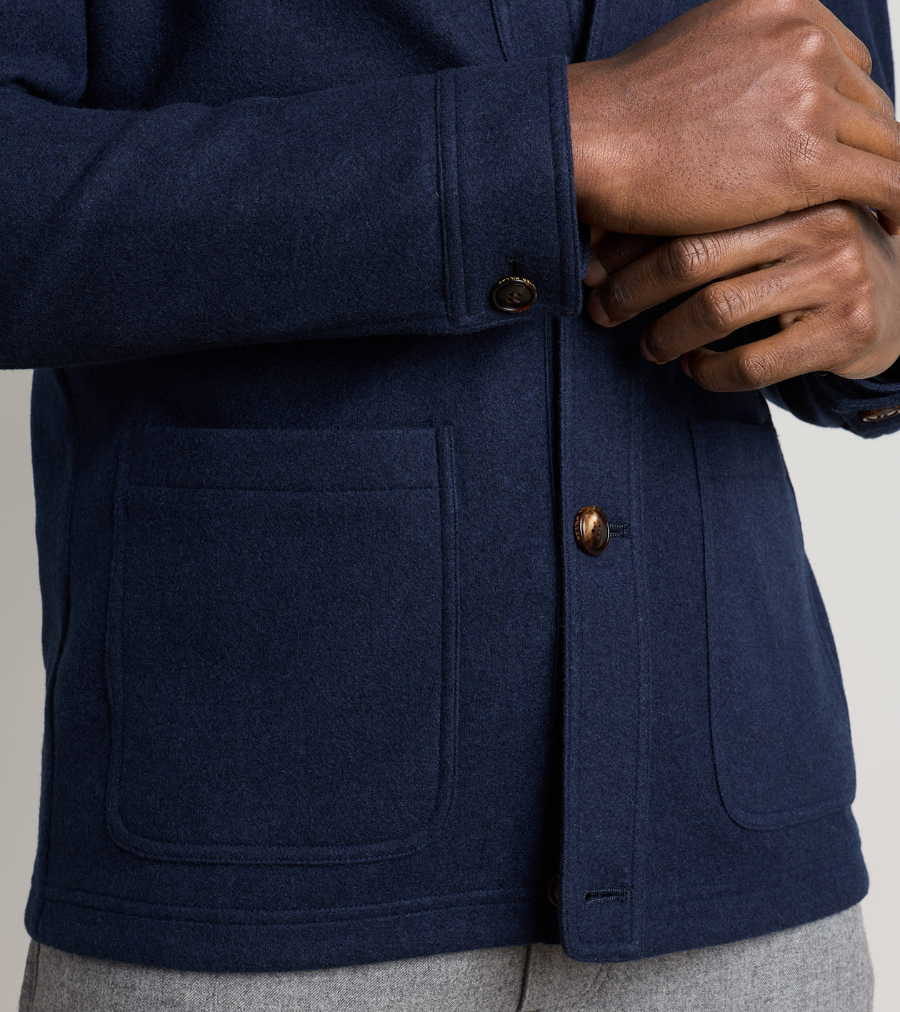Artisan Crafted Cashmere Chore Coat in Navy - Alternate Image 3