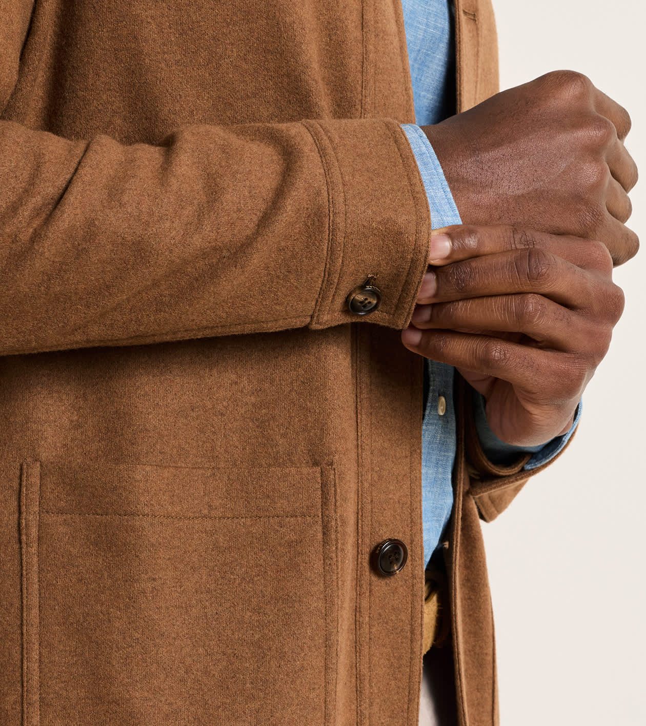 Artisan Crafted Cashmere Chore Coat in Saddle - Alternate Image 3