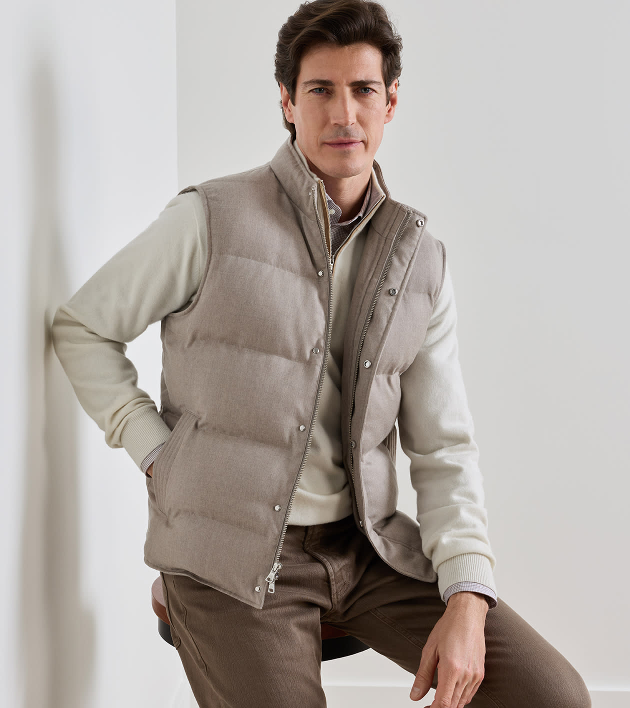Cortina Wool Gilet in Stone - Alternate Image 1