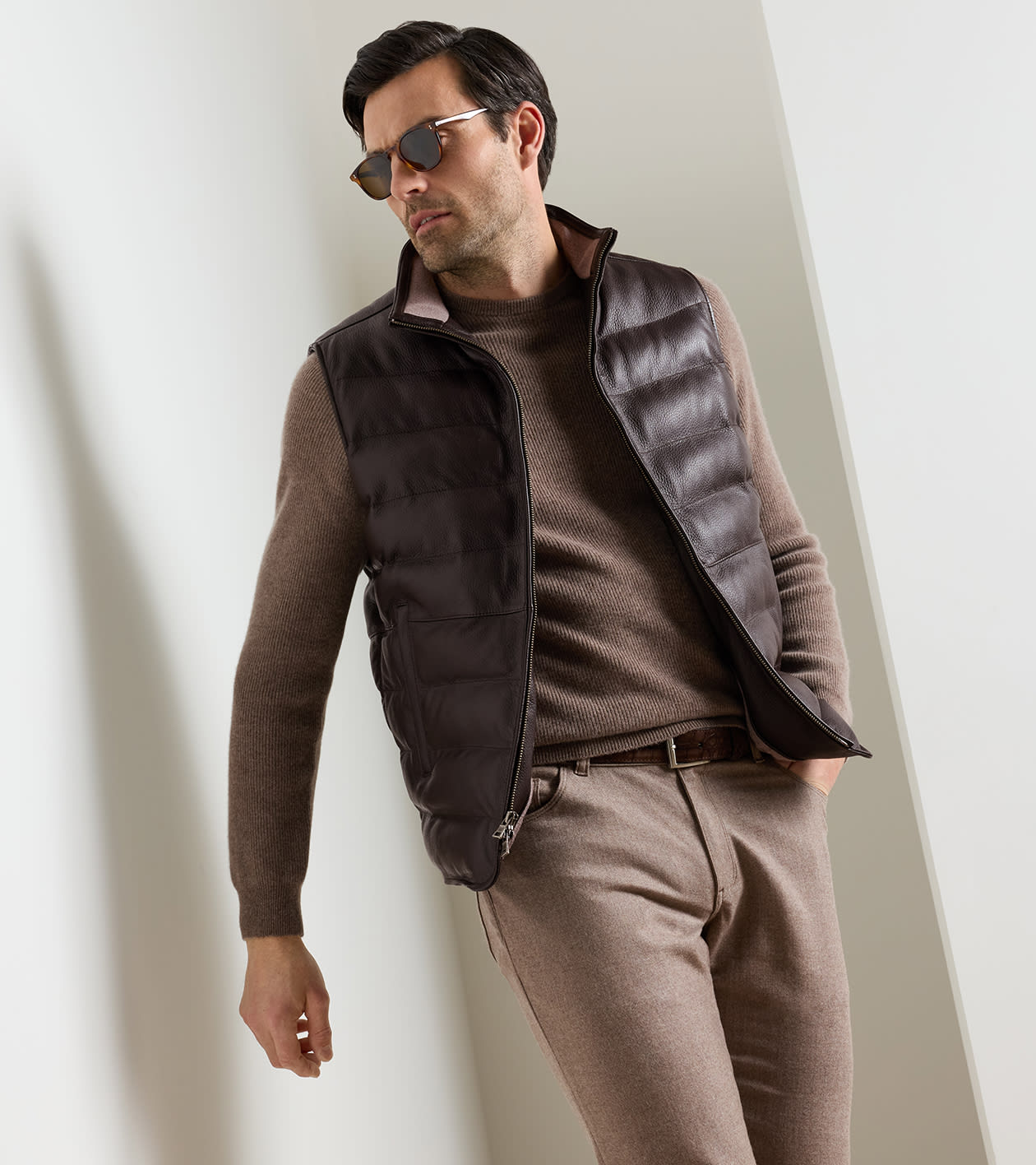 Deerskin Leather Vest in Espresso - Alternate Image 1