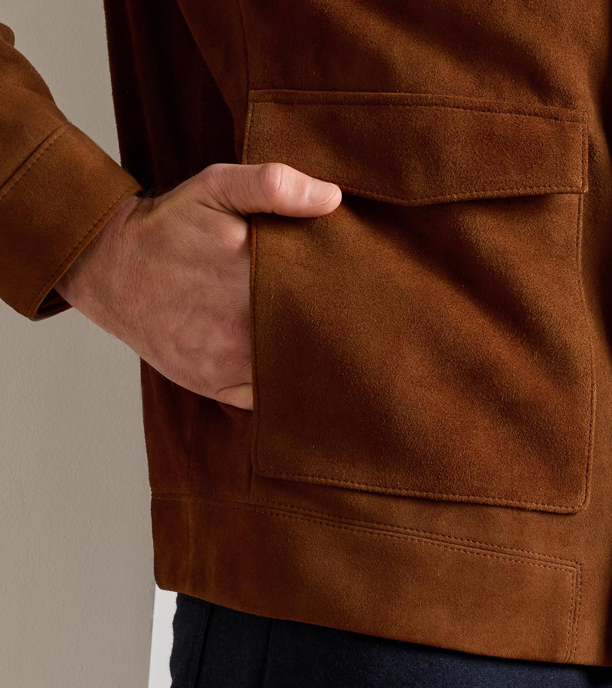 Deerskin Suede Jacket in Saddle - Alternate Image 3