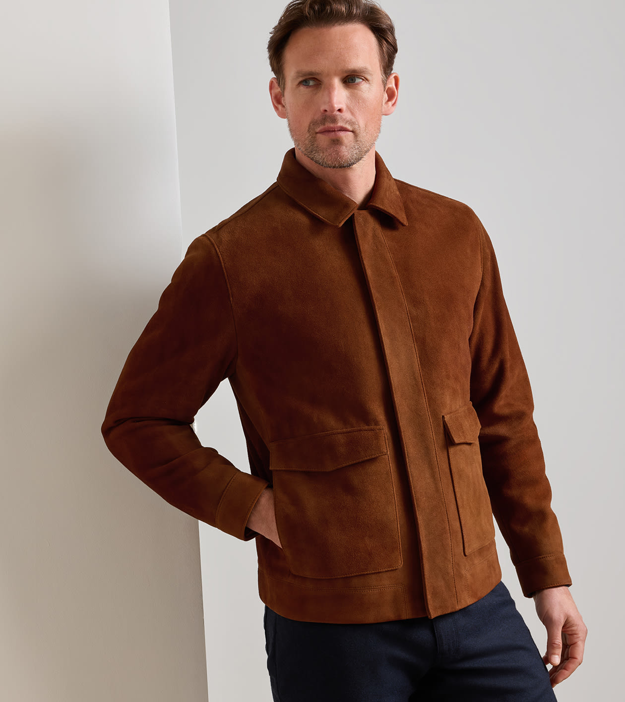Deerskin Suede Jacket in Saddle - Alternate Image 4