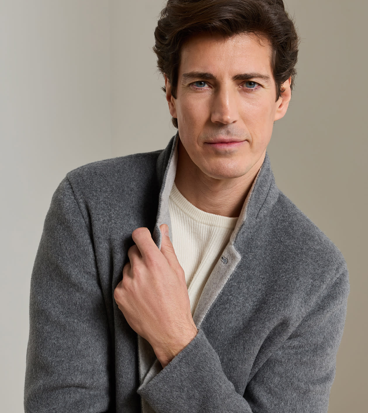 Italian Double Face Cashmere Jacket in Argento - Alternate Image 5