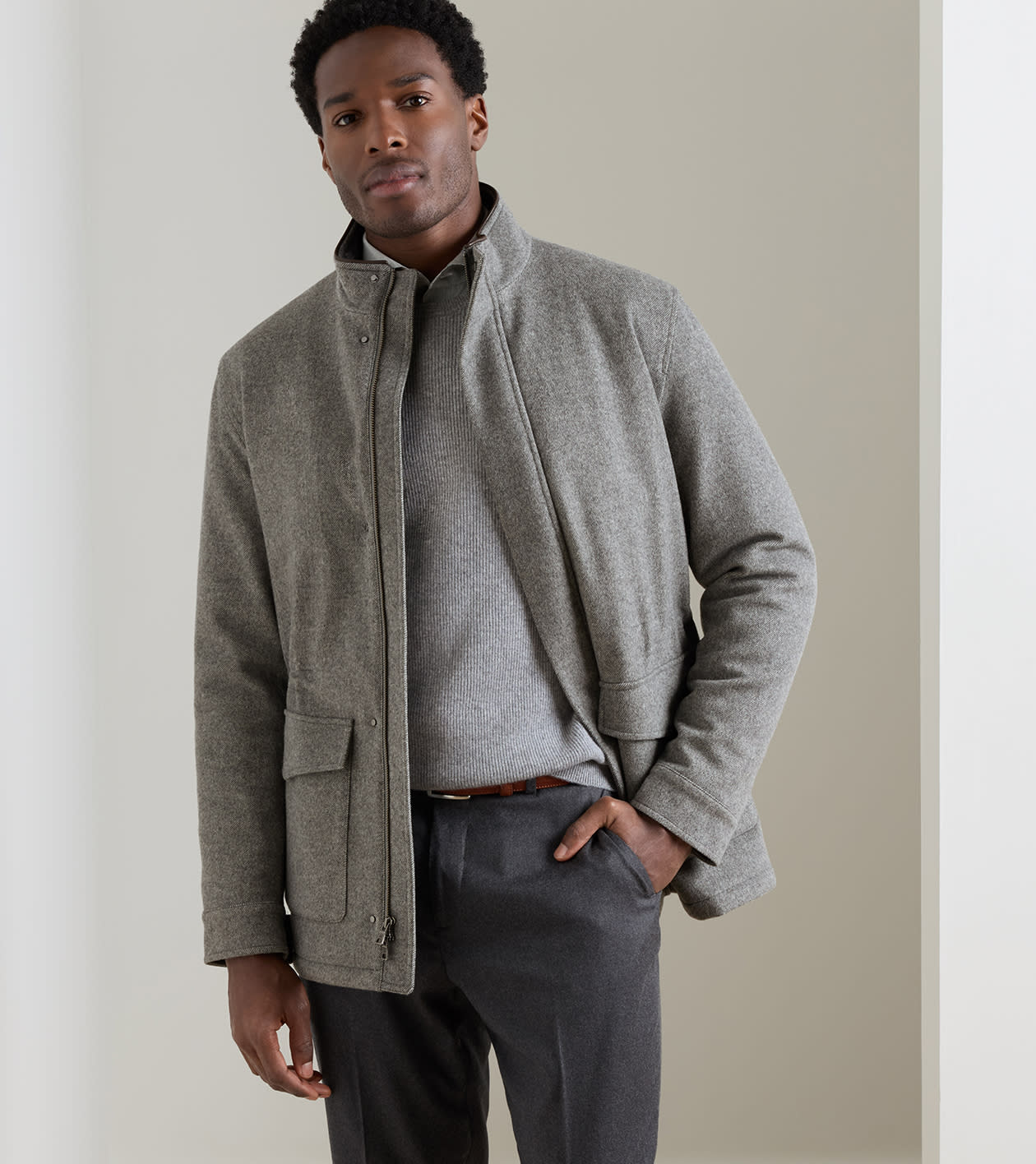 Tempest Wool Coat in Argento - Alternate Image 1