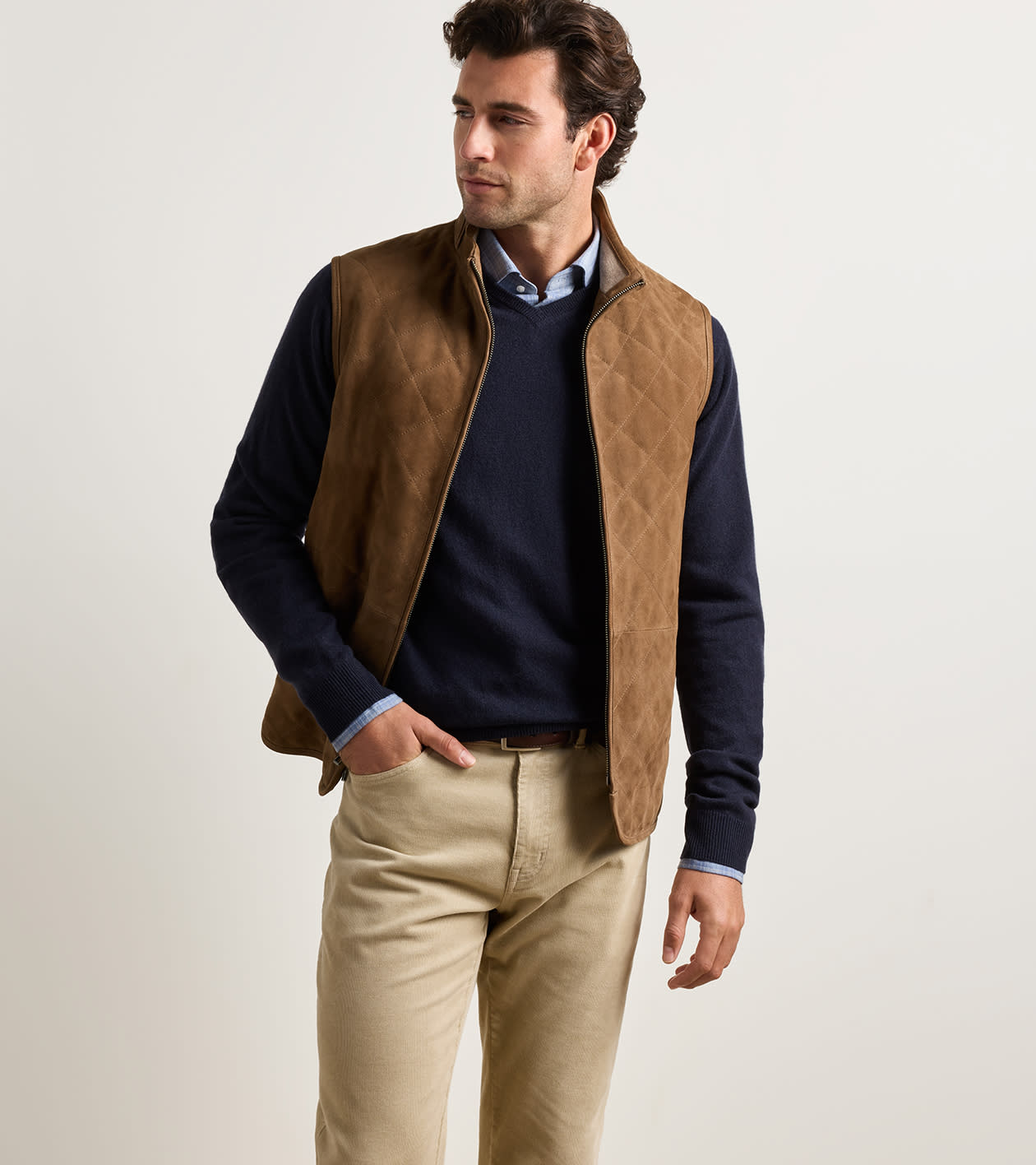 Essex Suede Vest in SAWGRASS - Alternate Image 1